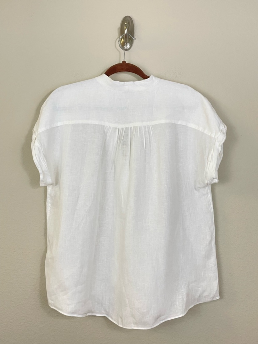 AYR The Daybreak Top in White Irish Line V Neck Popover Blouse Size Large - Picture 5 of 6